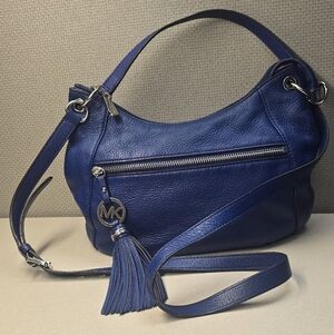 Michael Kors Pebbled Leather Hobo Crossbody bag Royal Sapphire Blue